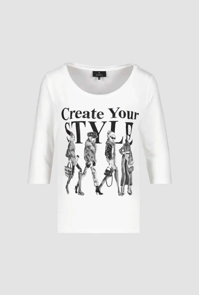 Monari Shirt Mit Frauen Zeichnung