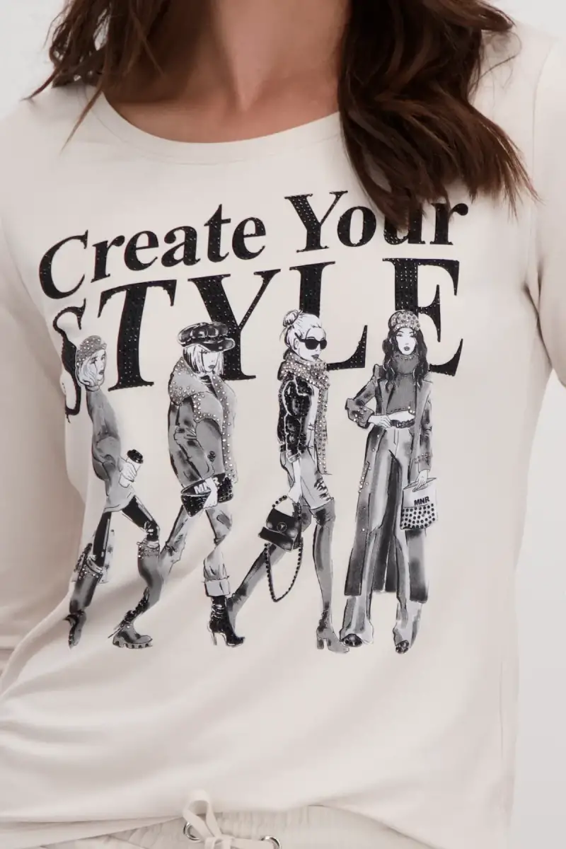 Monari Shirt Mit Frauen Zeichnung