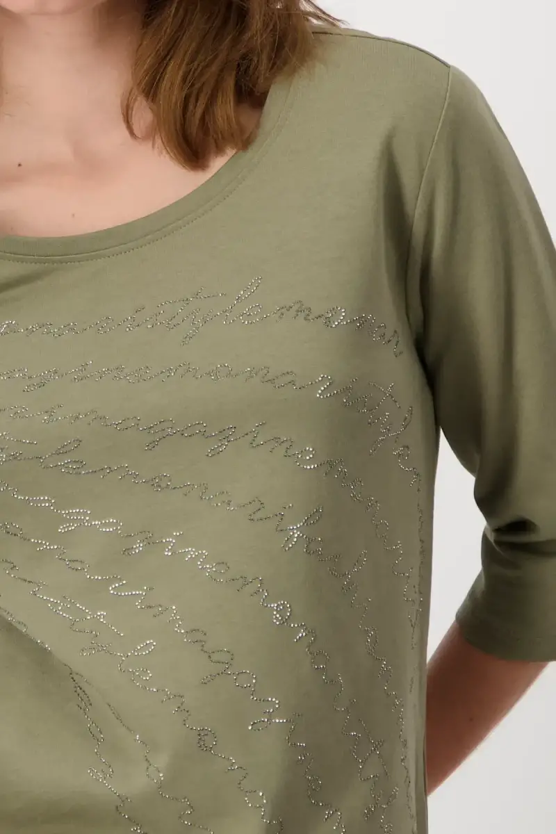 Monari Shirt Mit Strass Schrift