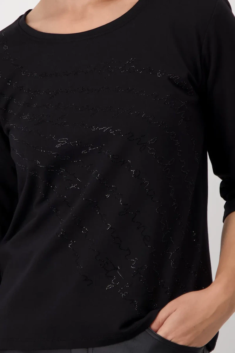 Monari Shirt Mit Strass Schrift