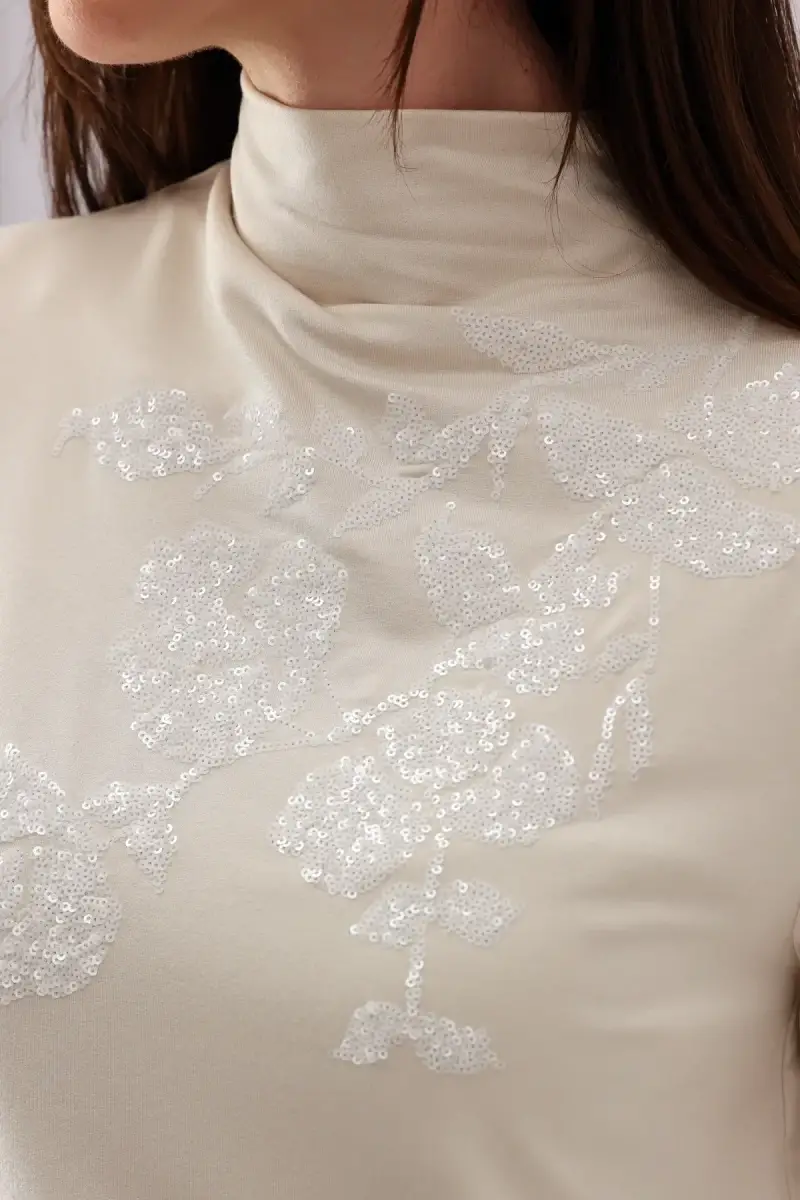 Monari Shirt Mit Toniger Pailletten-Blume