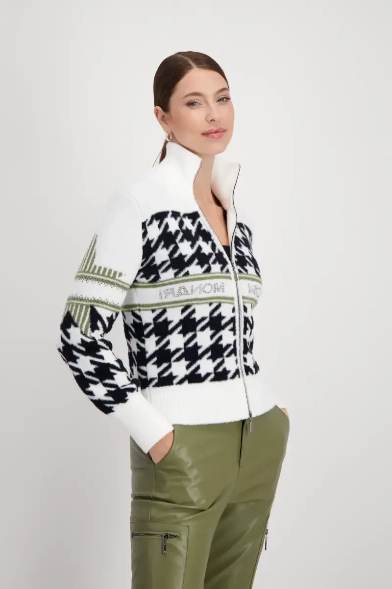 Monari Strickjacke Mit Hahnentrittmuster