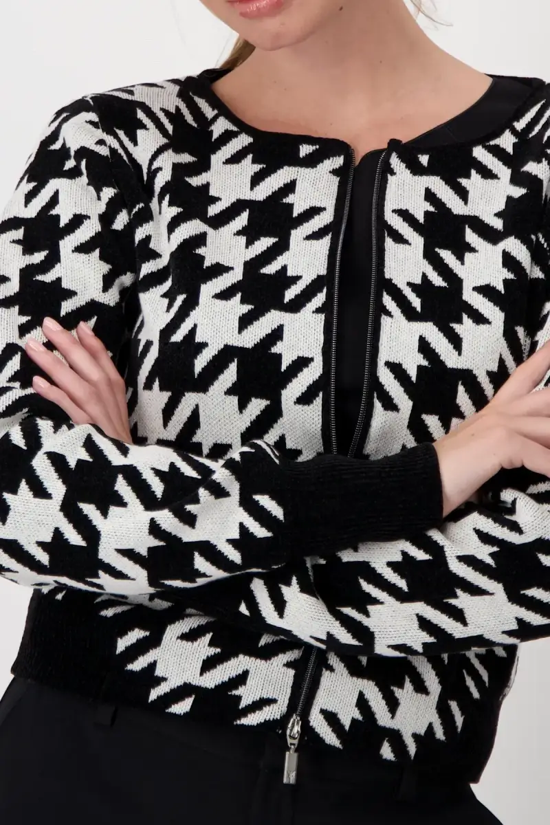 Monari Strickjacke Mit Hahnentrittmuster