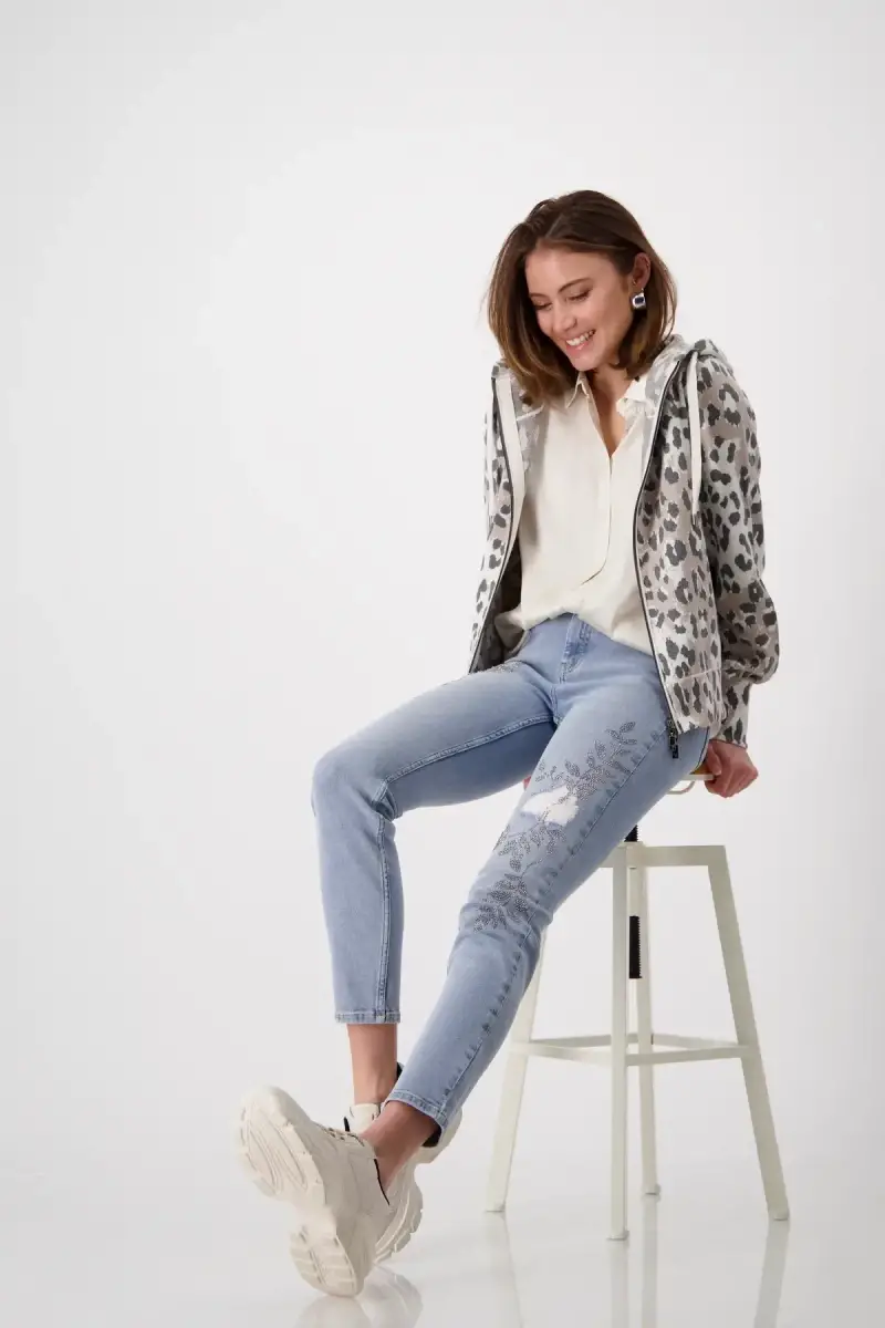 Monari Strickjacke Mit Leomuster