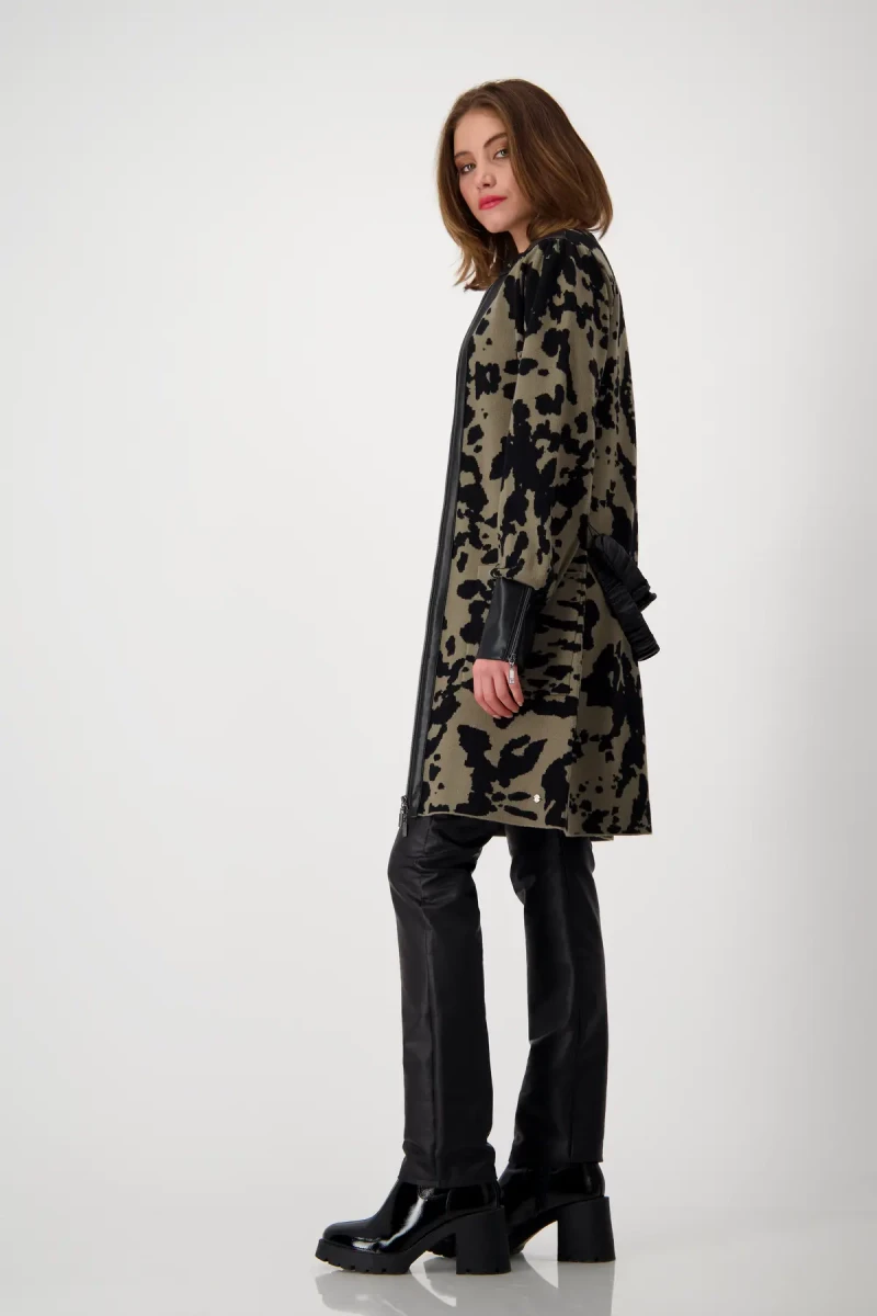 Monari Strickmantel Mit Leo-Camouflage Muster