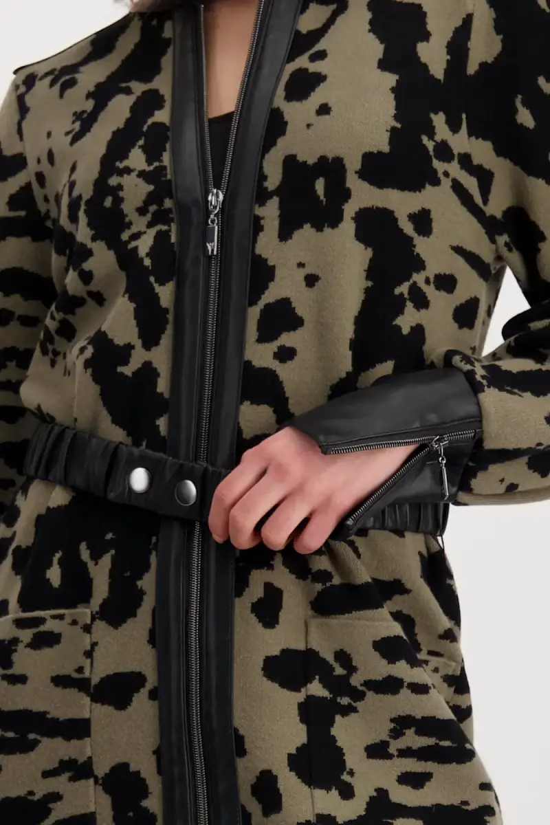 Monari Strickmantel Mit Leo-Camouflage Muster