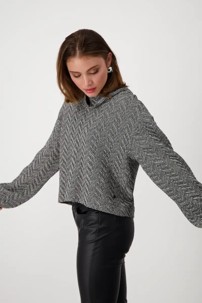 Monari Sweatshirt Mit Fischgrat-Muster