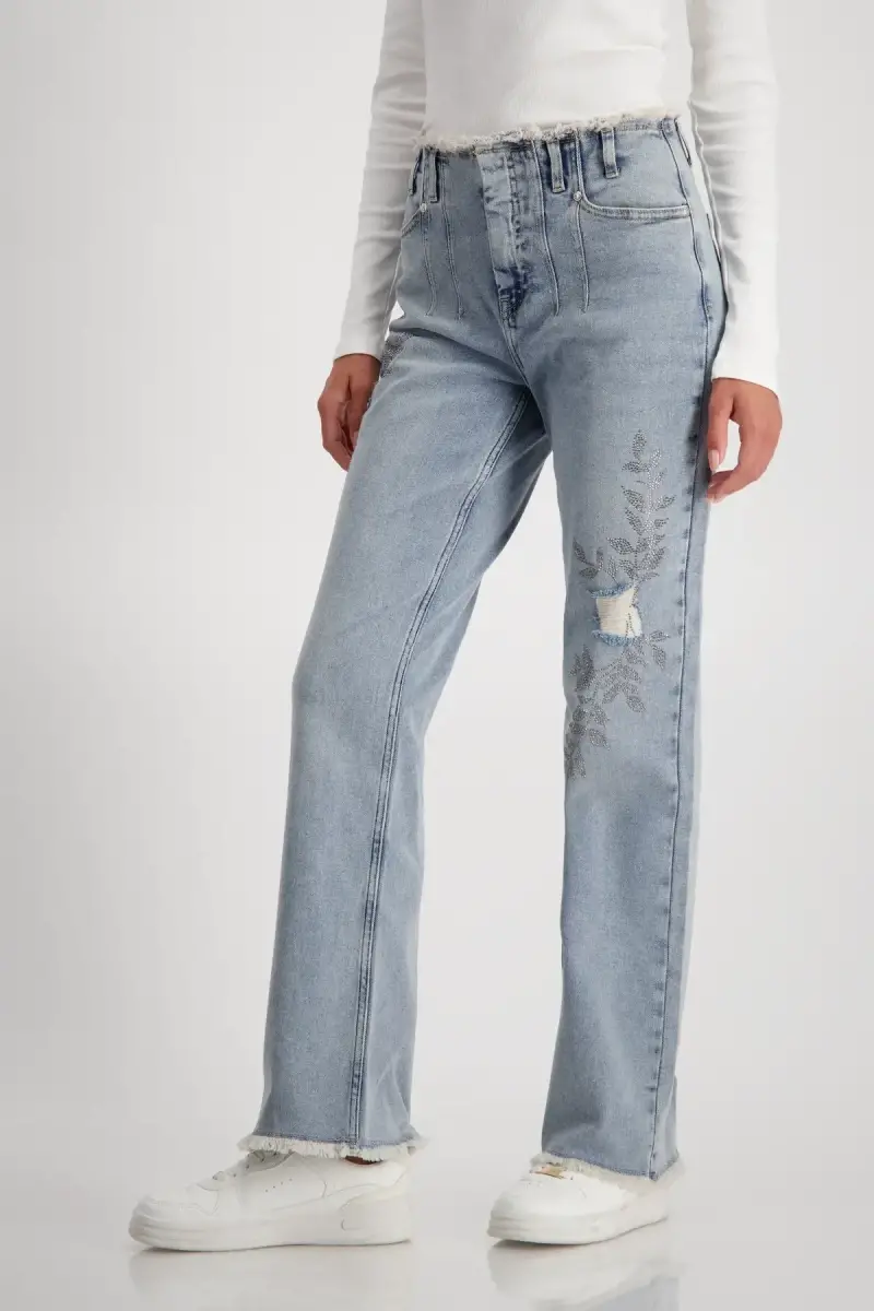 Monari Wide Leg Jeans Mit Schmuck