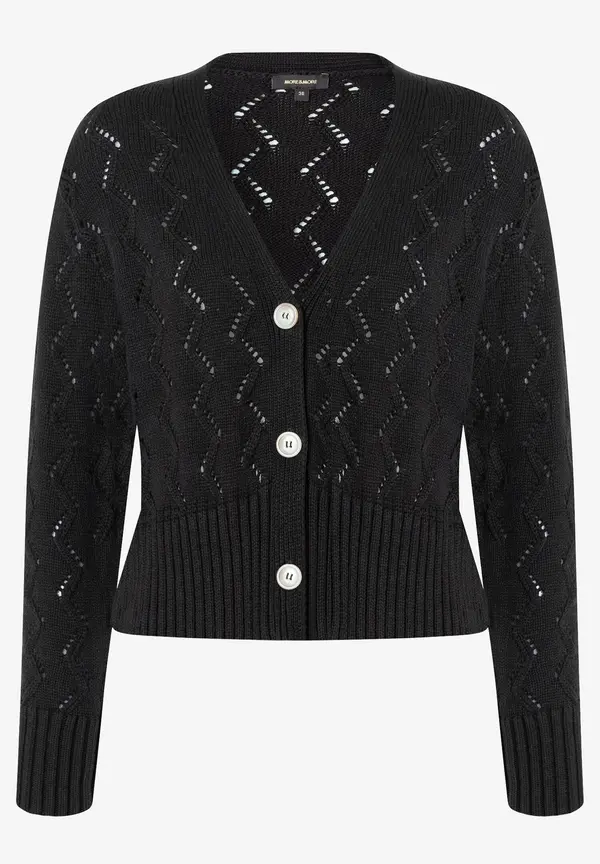 More & More Ajour Cardigan, Schwarz, Frühjahrs-Kollektion