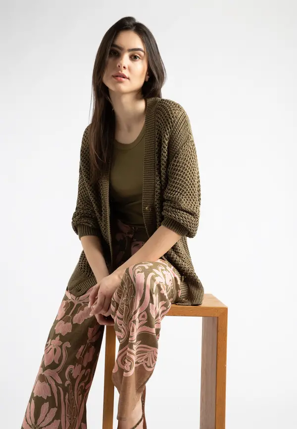 More & More Ajour Cardigan, Soft Reed Green, Sommer-Kollektion