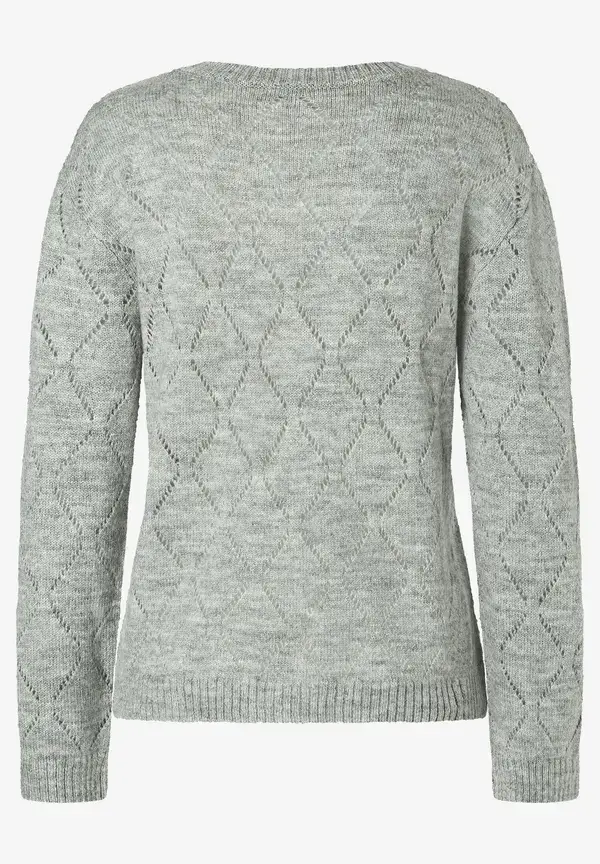 More & More Ajour-Pullover, Grau Melange, Herbst-Kollektion