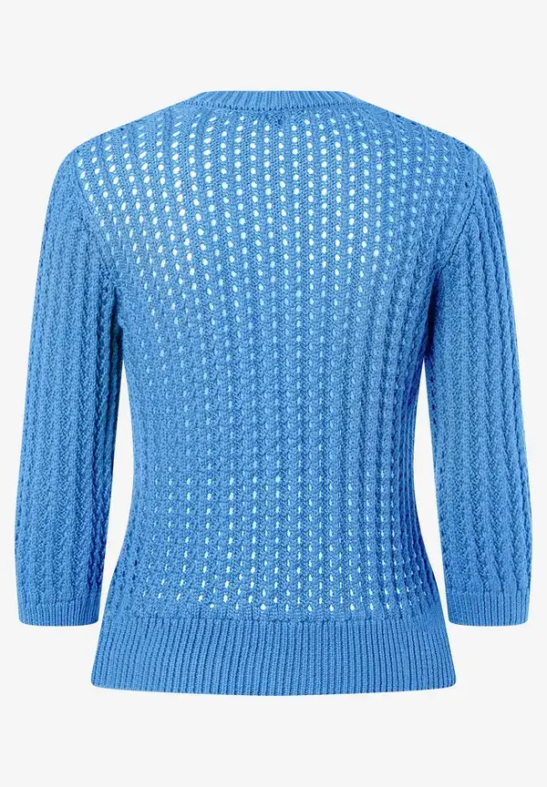 More & More Ajour Pullover Mit 3/4 Arm, Blue Breeze, Frühjahrs-Kollektion