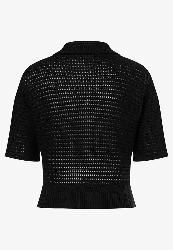 More & More Ajour Pullover Mit Kragen, Schwarz, Frühjahrs-Kollektion
