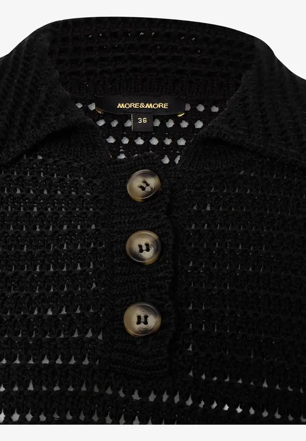 More & More Ajour Pullover Mit Kragen, Schwarz, Frühjahrs-Kollektion