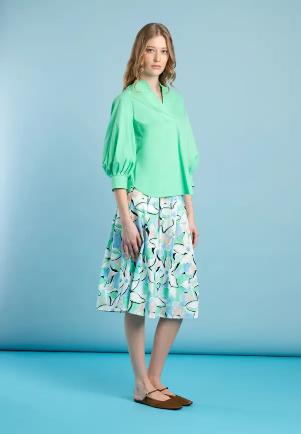 More & More Baumwoll/Stretch Bluse, March Green, Frühjahrs-Kollektion