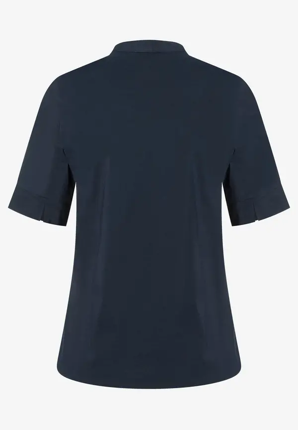 More & More Baumwoll/Stretch Bluse Mit Stehkragen, Marine, Sommer-Kollektion