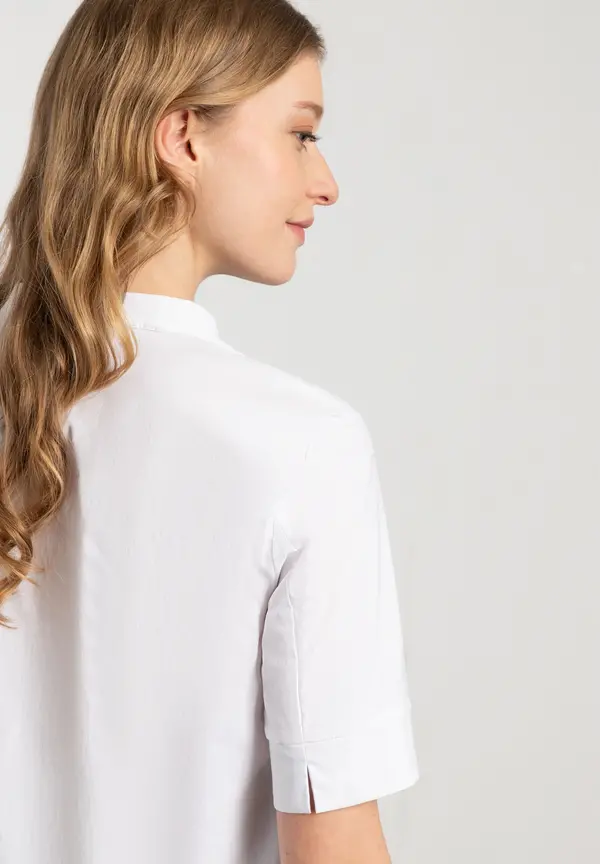 More & More Baumwoll/Stretch Bluse Mit Stehkragen, Weiß, Sommer-Kollektion