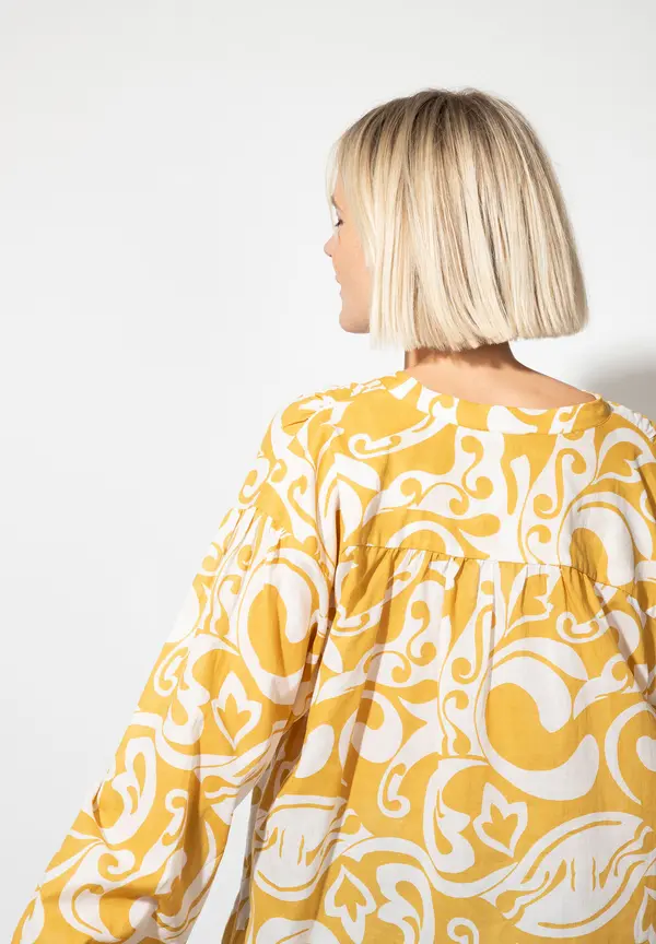 More & More Baumwollbluse, Gelb/weiß, Sommer-Kollektion