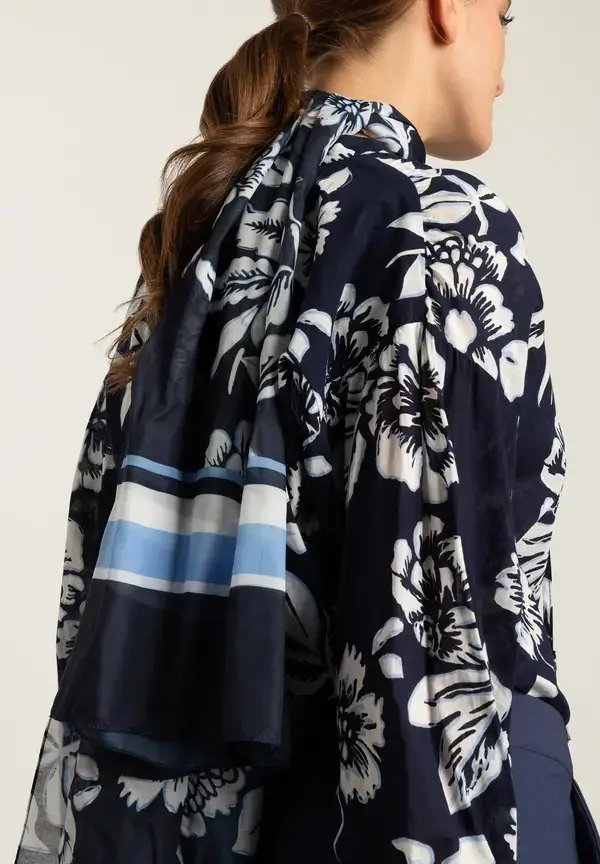 More & More Baumwollbluse, Marine/weiß, Frühjahrs-Kollektion