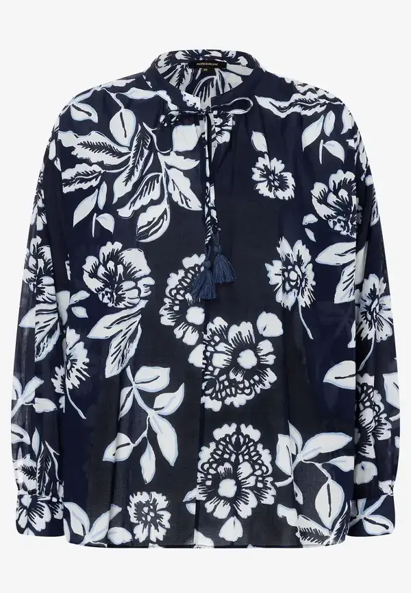 More & More Baumwollbluse, Marine/weiß, Frühjahrs-Kollektion