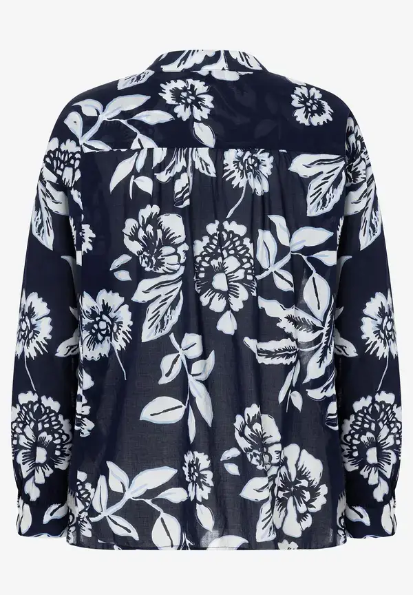 More & More Baumwollbluse, Marine/weiß, Frühjahrs-Kollektion