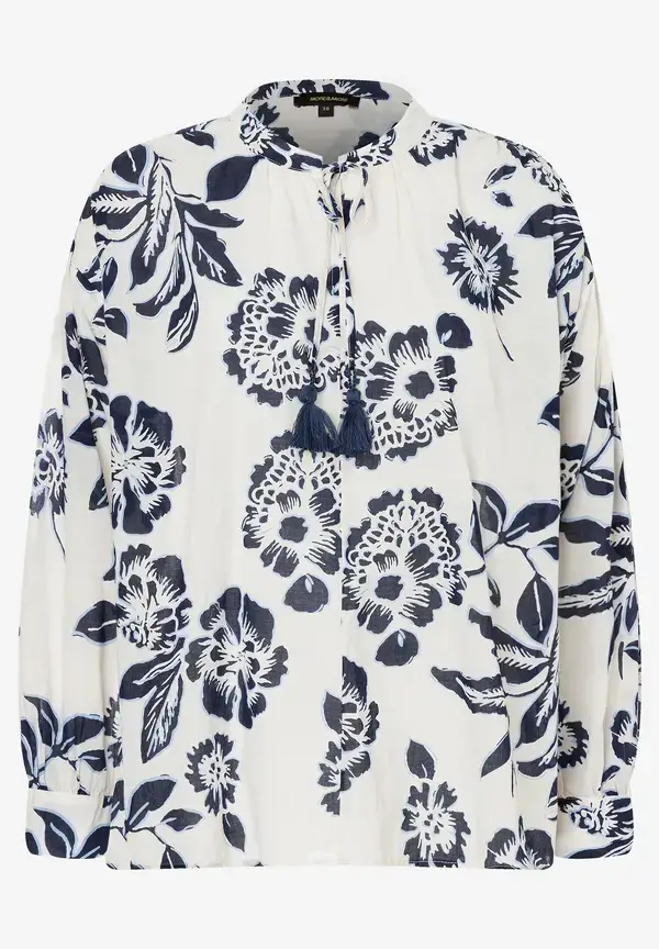 More & More Baumwollbluse, Weiß/marine, Frühjahrs-Kollektion