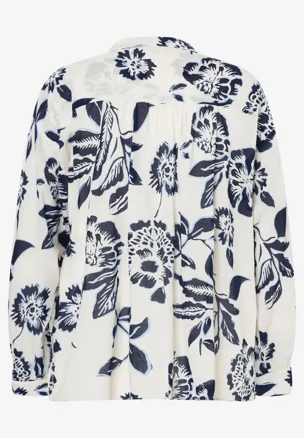 More & More Baumwollbluse, Weiß/marine, Frühjahrs-Kollektion