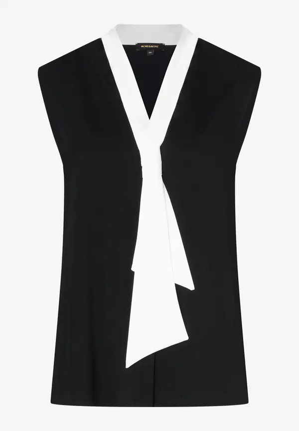 More & More Bluse Mit Kontrastfarbigem Schalkragen, Sommer-Kollektion