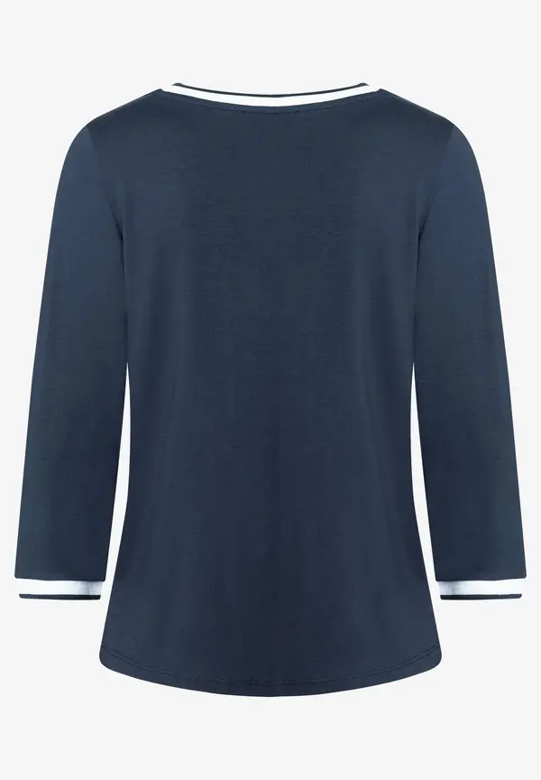 More & More Blusenshirt Mit Kontrastabschlüssen, Marine