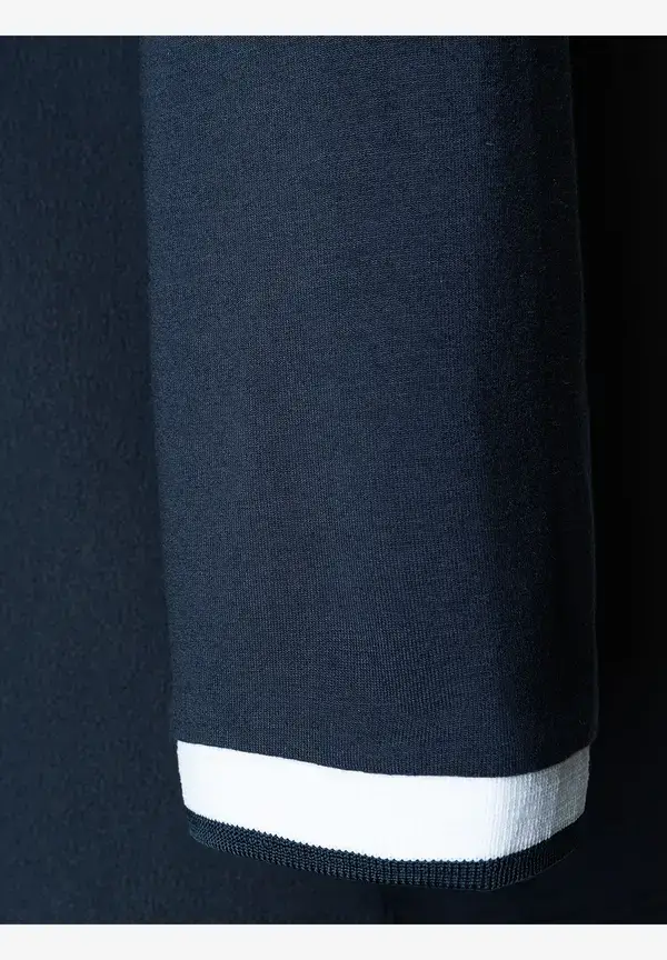 More & More Blusenshirt Mit Kontrastabschlüssen, Marine