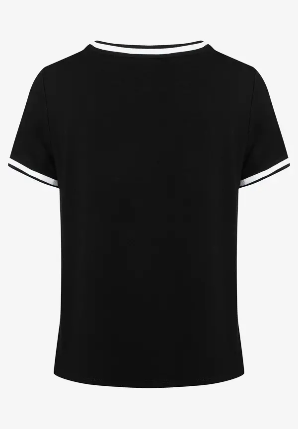 More & More Blusenshirt Mit Kontrastabschlüssen, Schwarz/weiß, Frühjahrs-Kollektion