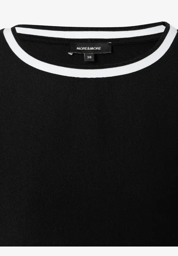 More & More Blusenshirt Mit Kontrastabschlüssen, Schwarz/weiß, Frühjahrs-Kollektion