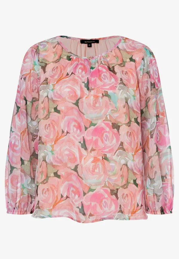 More & More Chiffonbluse, Rosenprint, Sommer-Kollektion