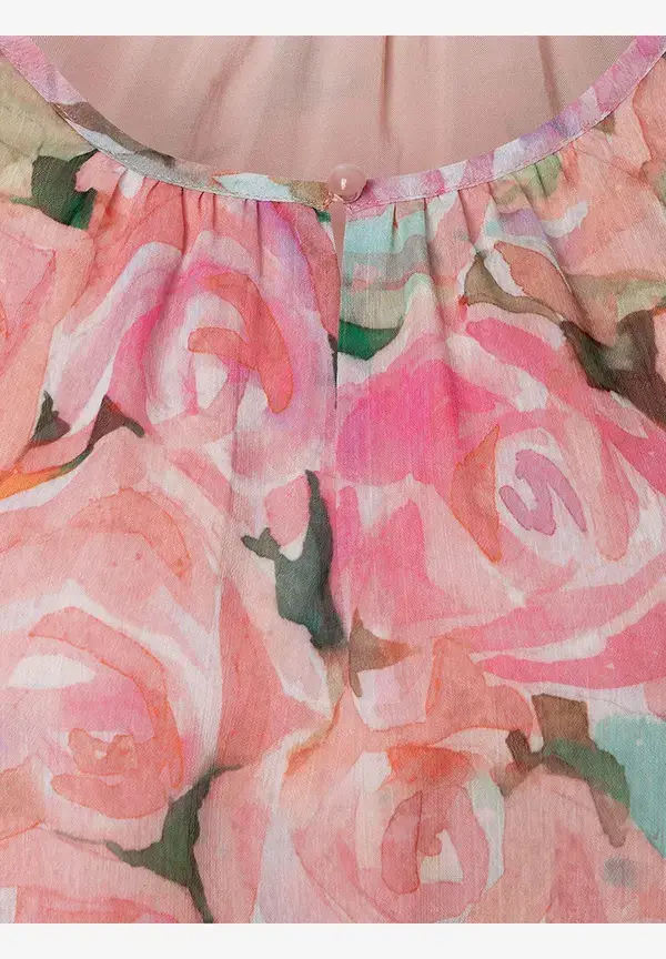 More & More Chiffonbluse, Rosenprint, Sommer-Kollektion