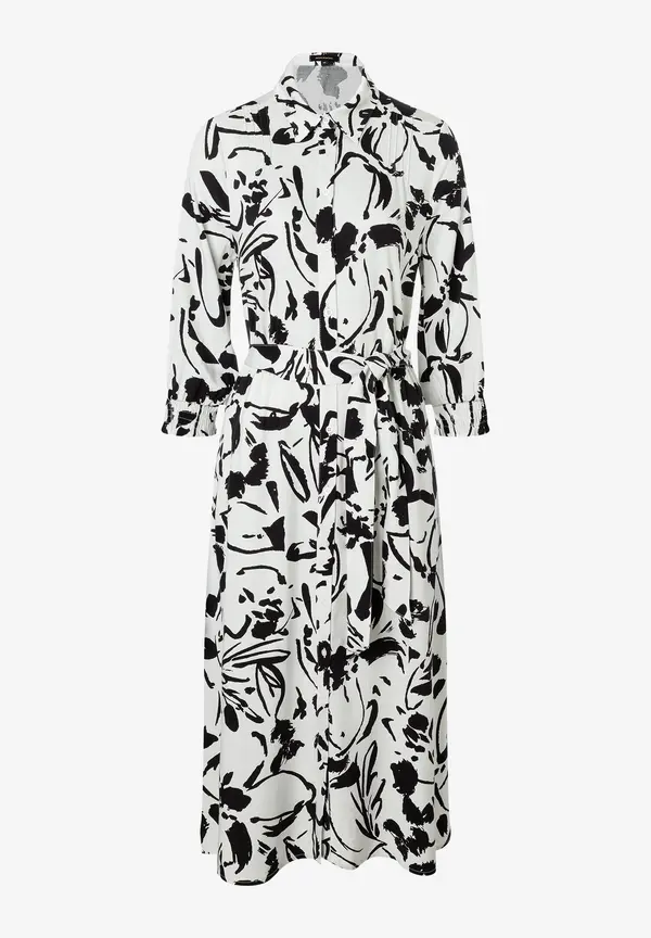 More & More Fließendes Hemdblusenkleid, Ecru/schwarz, Frühjahrs-Kollektion