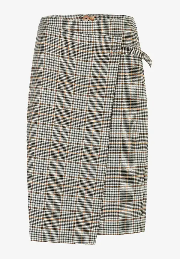 More & More Glencheck-Rock Mit Wickeloptik, Herbst-Kollektion