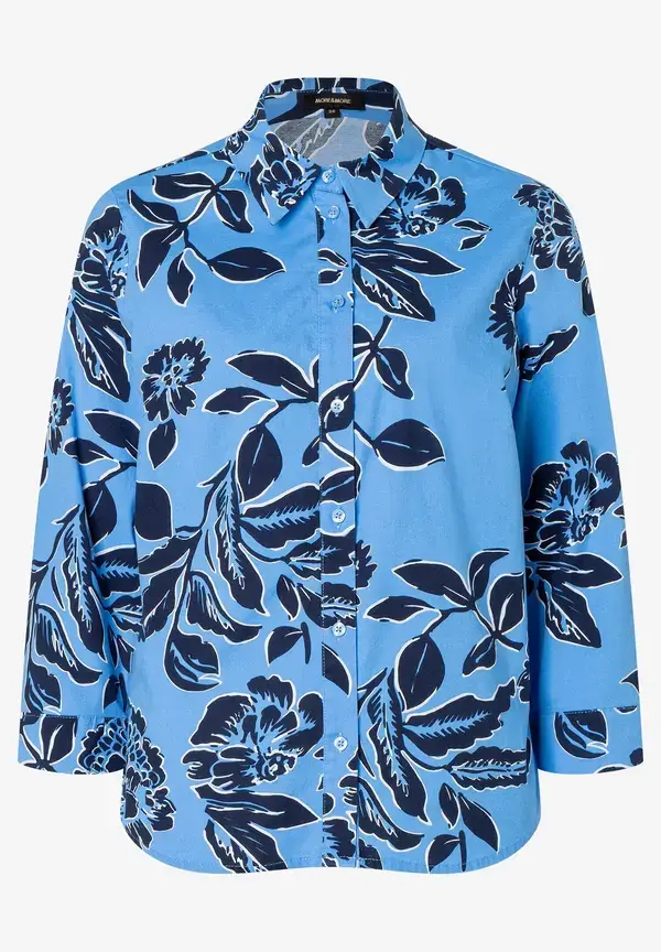 More & More Hemdbluse, Flowerprint, Hellblau/marine, Frühjahrs-Kollektion
