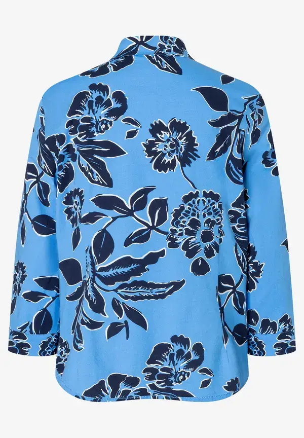 More & More Hemdbluse, Flowerprint, Hellblau/marine, Frühjahrs-Kollektion