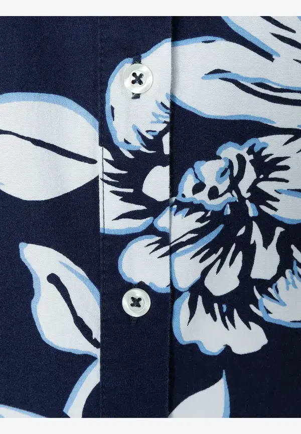More & More Hemdbluse, Flowerprint, Marine/weiß, Frühjahrs-Kollektion