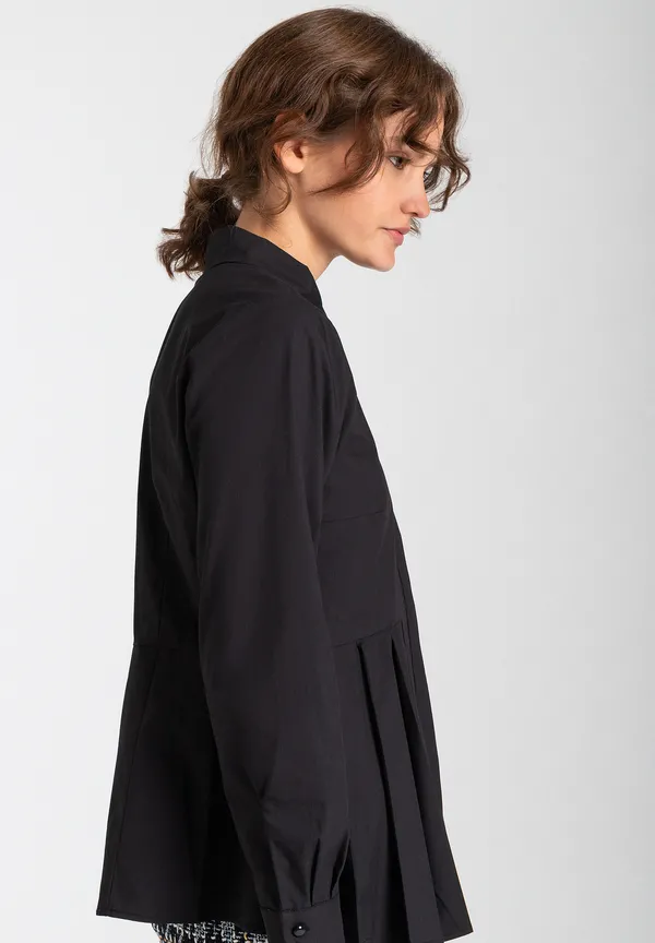 More & More Hemdbluse Mit Falten-Detail, Schwarz, Herbst-Kollektion