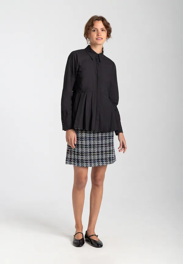 More & More Hemdbluse Mit Falten-Detail, Schwarz, Herbst-Kollektion