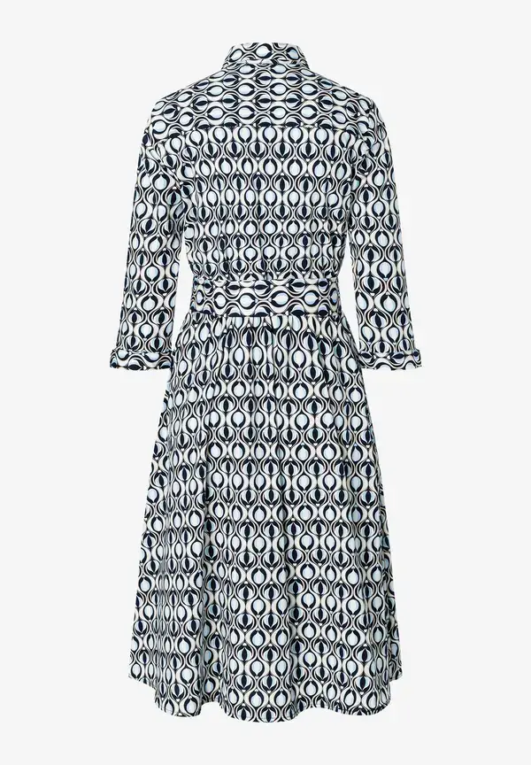 More & More Hemdblusenkleid, Grafischer Print, Marine/hellblau, Frühjahrs-Kollektion