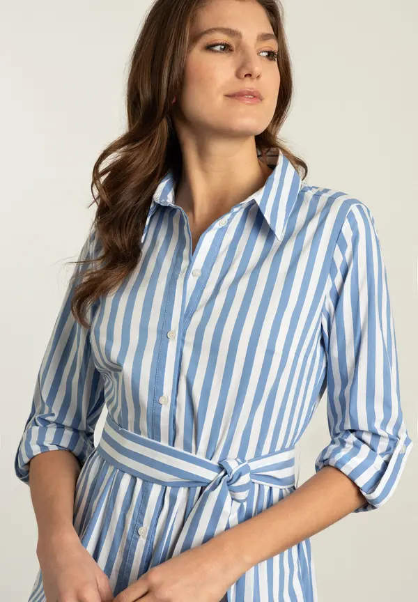 More & More Hemdblusenkleid Mit Streifenmuster, Blau/weiß, Frühjahrs-Kollektion