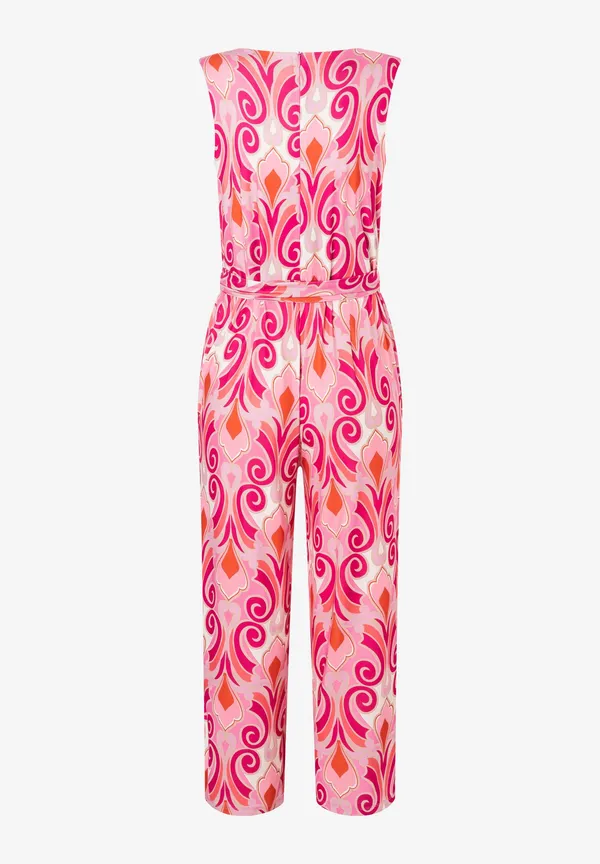 More & More Jersey Jumpsuit, Ornament-Print, Rosa/rot/pink