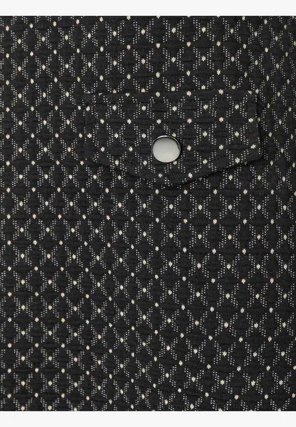 More & More Jerseykleid Mit Struktur, Schwarz/beige, Herbst-Kollektion