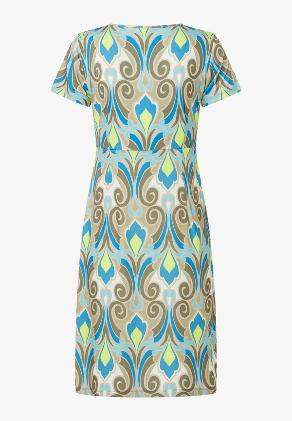 More & More Jerseykleid, Ornament-Print, Lime/khaki/blau