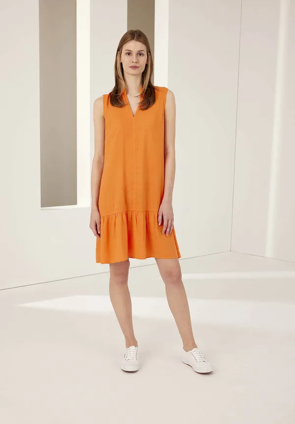 More & More Leinen/Viskose Kleid, Fresh Orange, Sommer-Kollektion