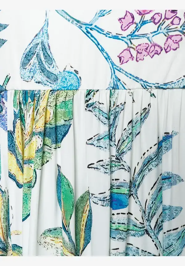 More & More Maxi Satinkleid, Blätterprint, Sommer-Kollektion