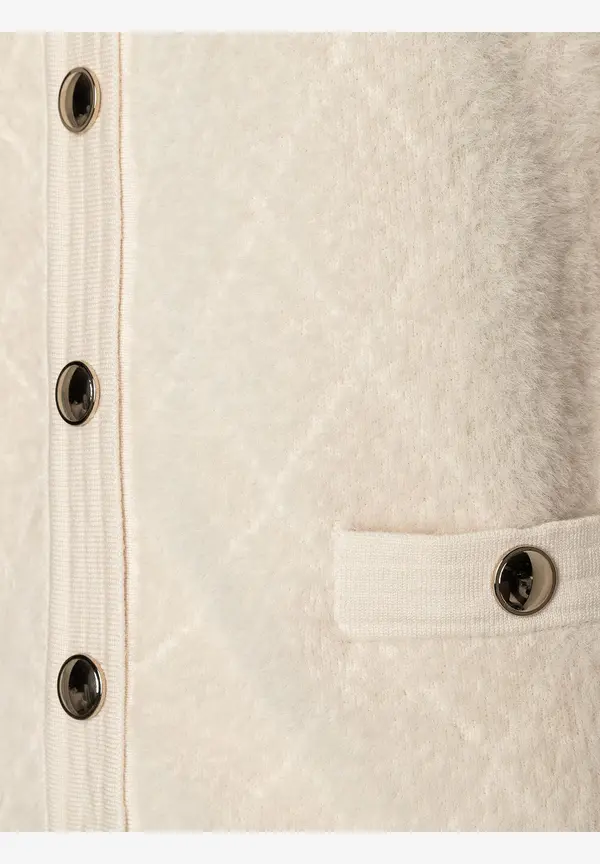 More & More Fell-Strickjacke, Powder Creme