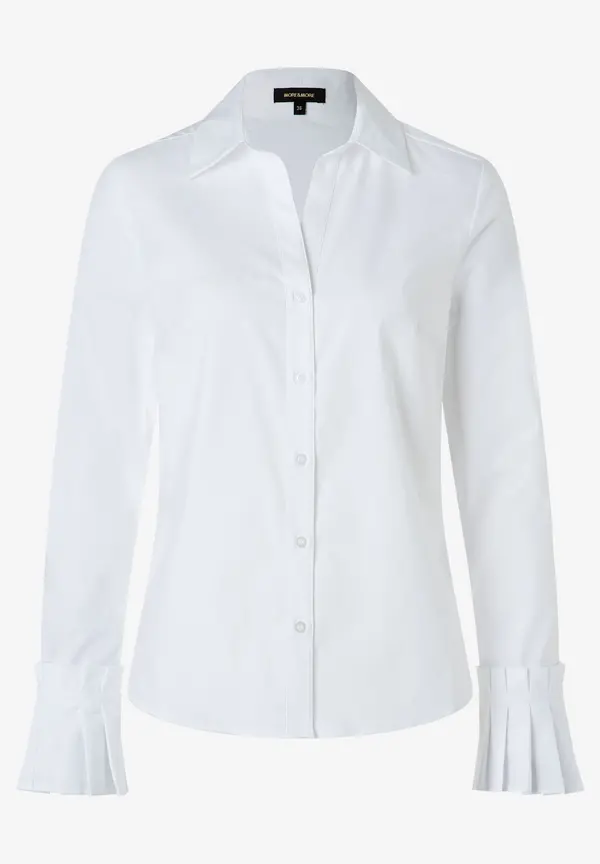 More & More Hemdbluse Mit Falten-Manschette, Weiß